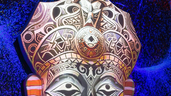 Projection mapping onto a mask at InfoComm India