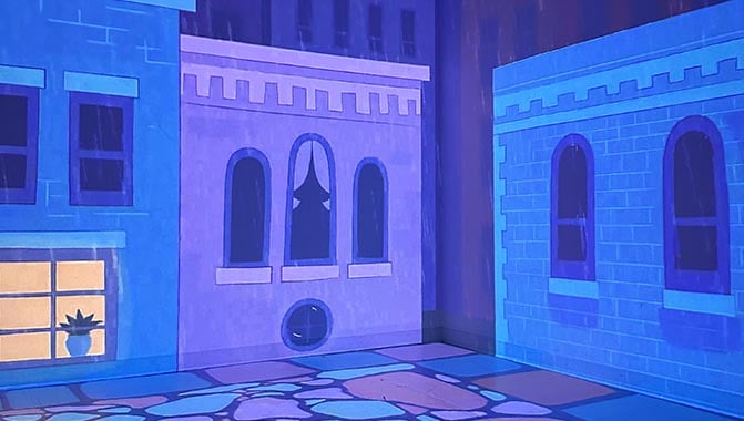 Visual content on walls of a museum